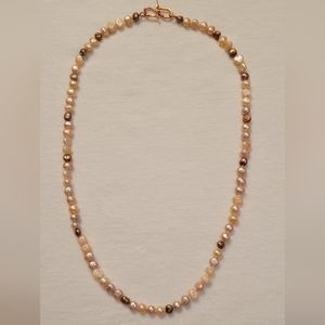 Lovely cultured champagne, blush, mauve & bronze pearl necklace